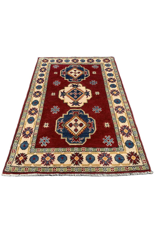 Amazing Hand Knotted Afghan Kazak Wool Area Rug 4.2 x 2.10 Ft
