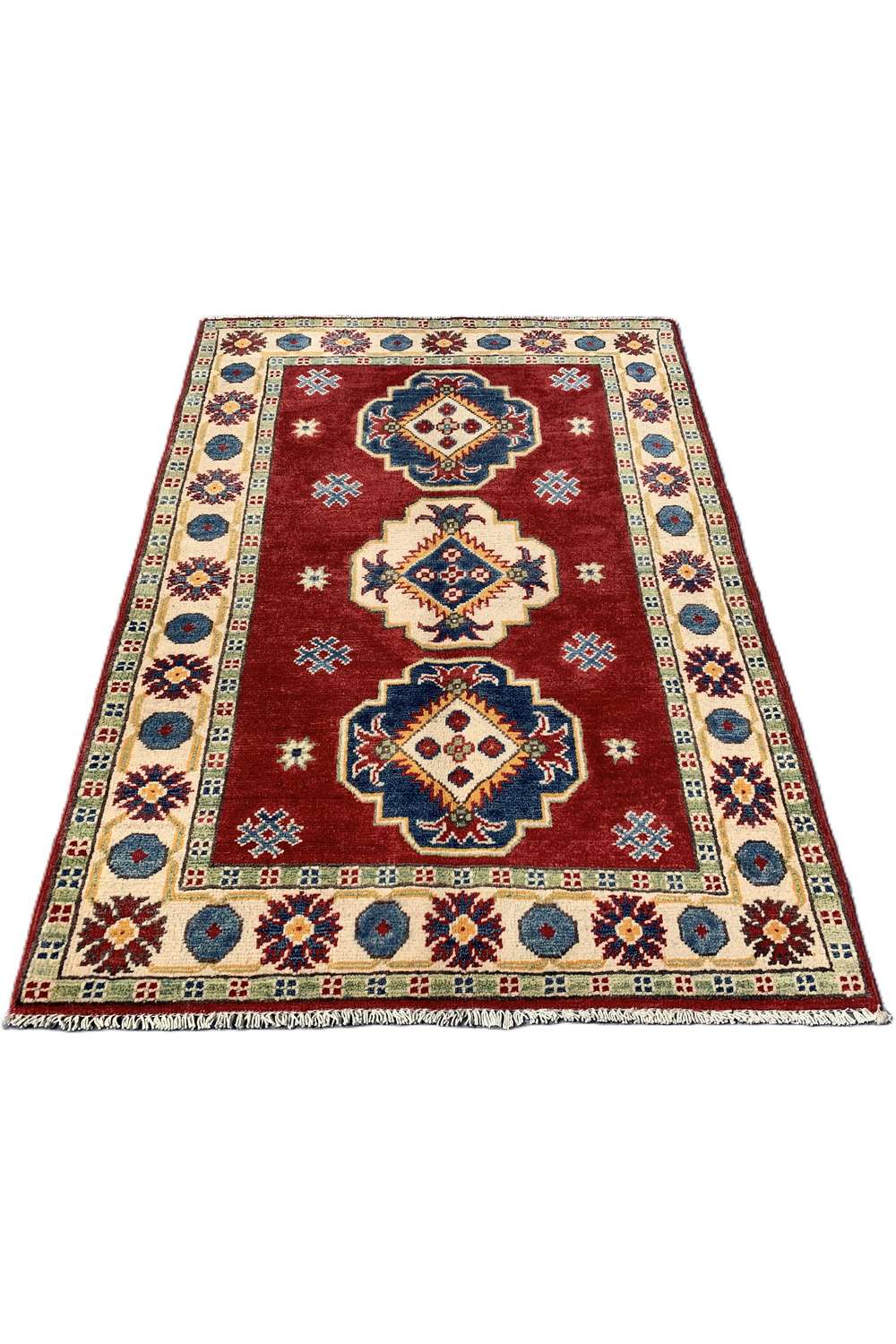 Amazing Hand Knotted Afghan Kazak Wool Area Rug 4.2 x 2.10 Ft