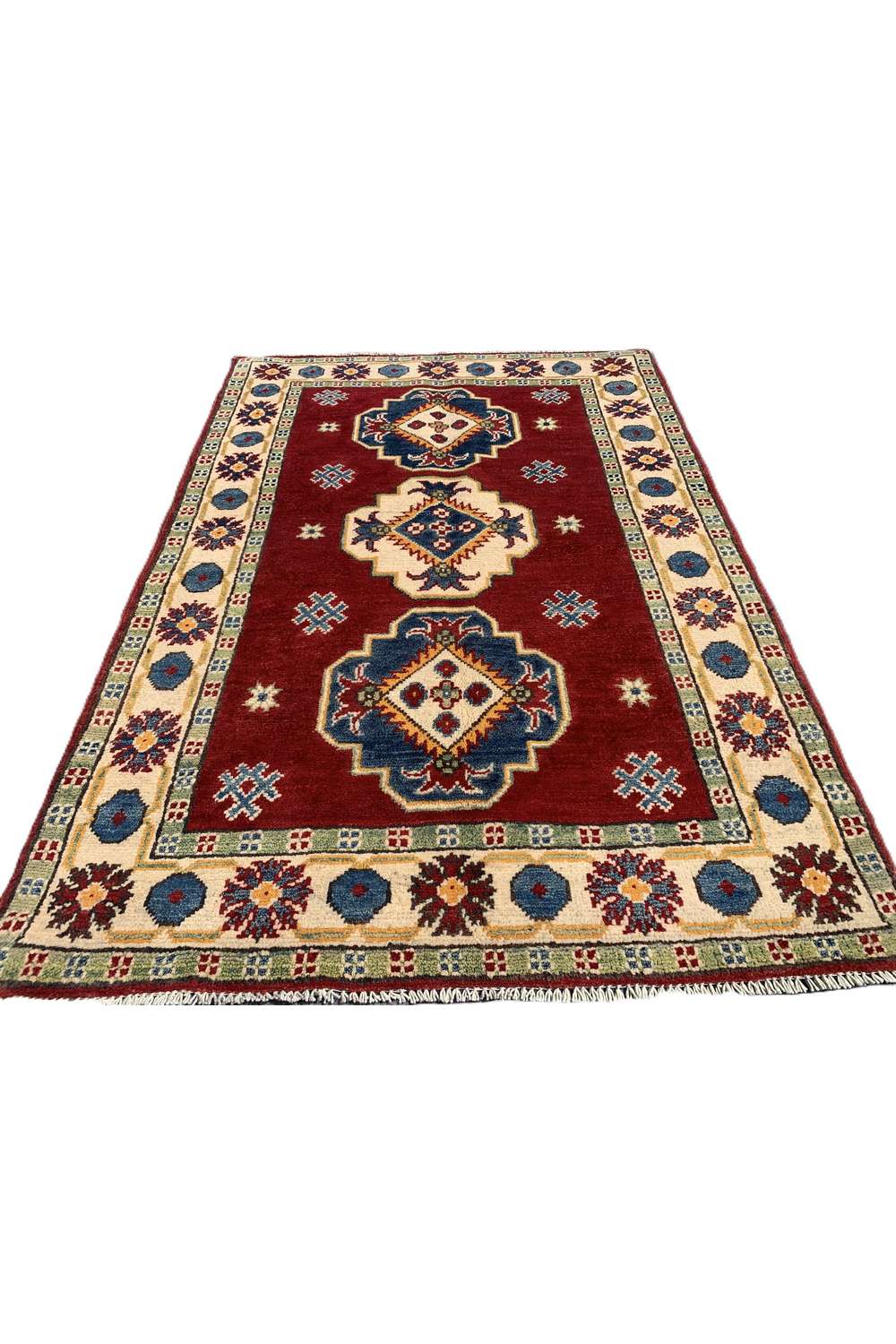Amazing Hand Knotted Afghan Kazak Wool Area Rug 4.2 x 2.10 Ft