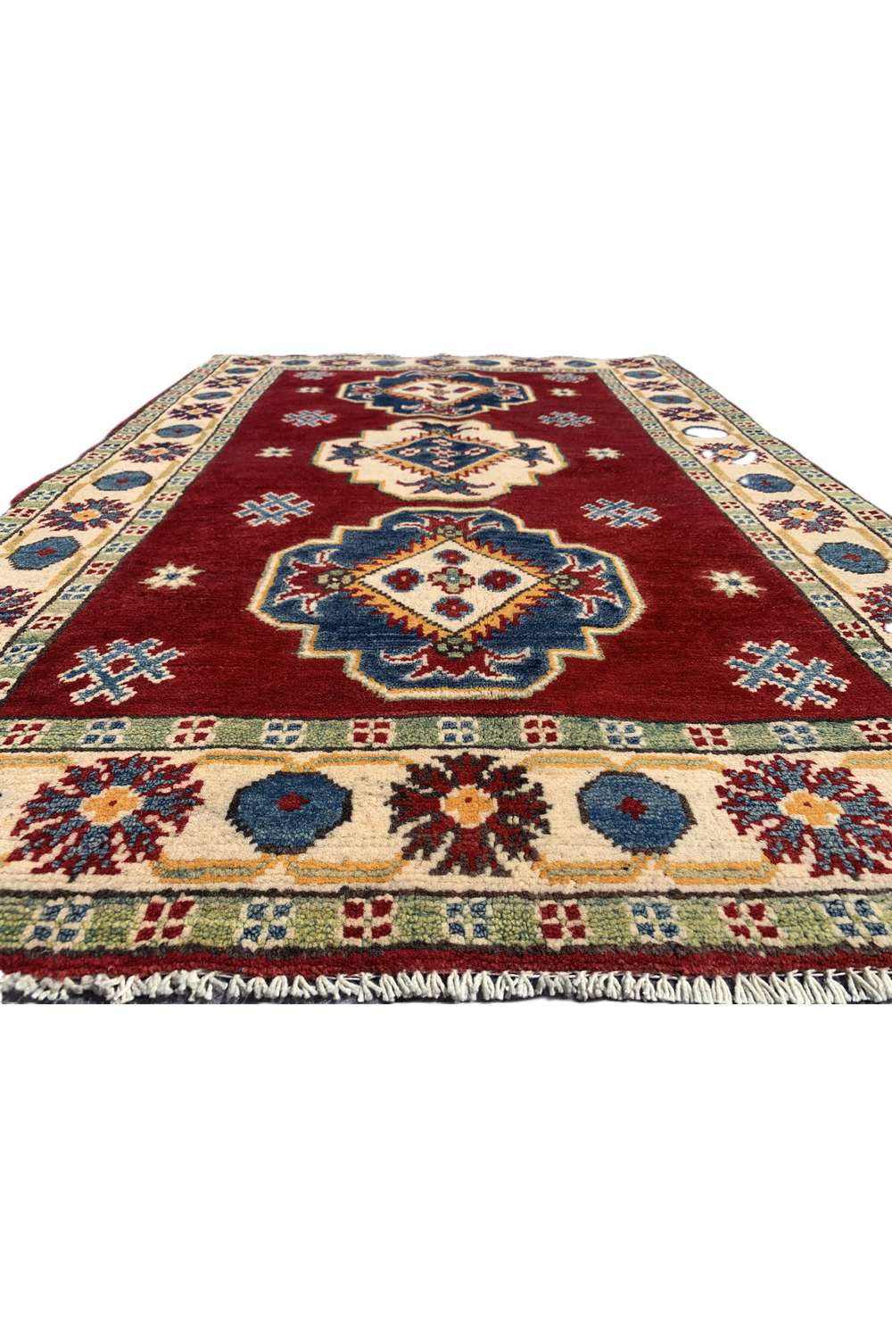 Amazing Hand Knotted Afghan Kazak Wool Area Rug 4.2 x 2.10 Ft