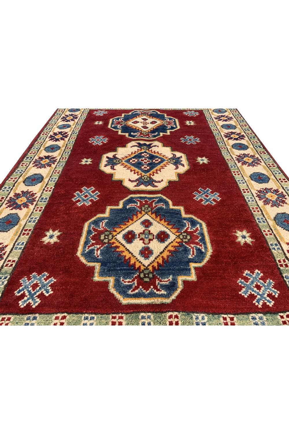 Amazing Hand Knotted Afghan Kazak Wool Area Rug 4.2 x 2.10 Ft