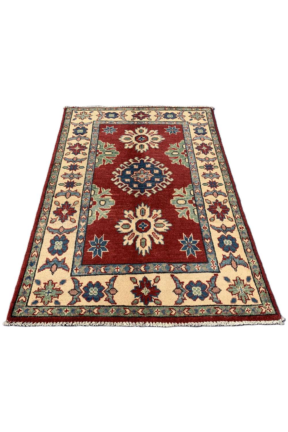 Amazing Hand Knotted Afghan Kazak Wool Area Rug 4.1 x 2.10 Ft