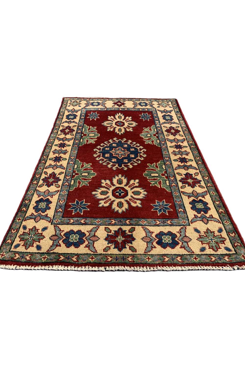 Amazing Hand Knotted Afghan Kazak Wool Area Rug 4.1 x 2.10 Ft