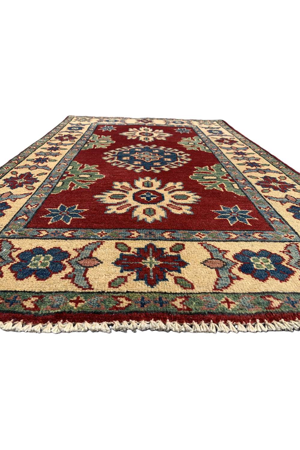 Amazing Hand Knotted Afghan Kazak Wool Area Rug 4.1 x 2.10 Ft