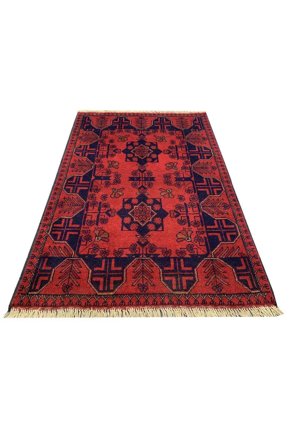 Fine Quality Hand Knotted Afghan Khal Muhammadi Wool Area Rug 3.11 x 2.8 Ft