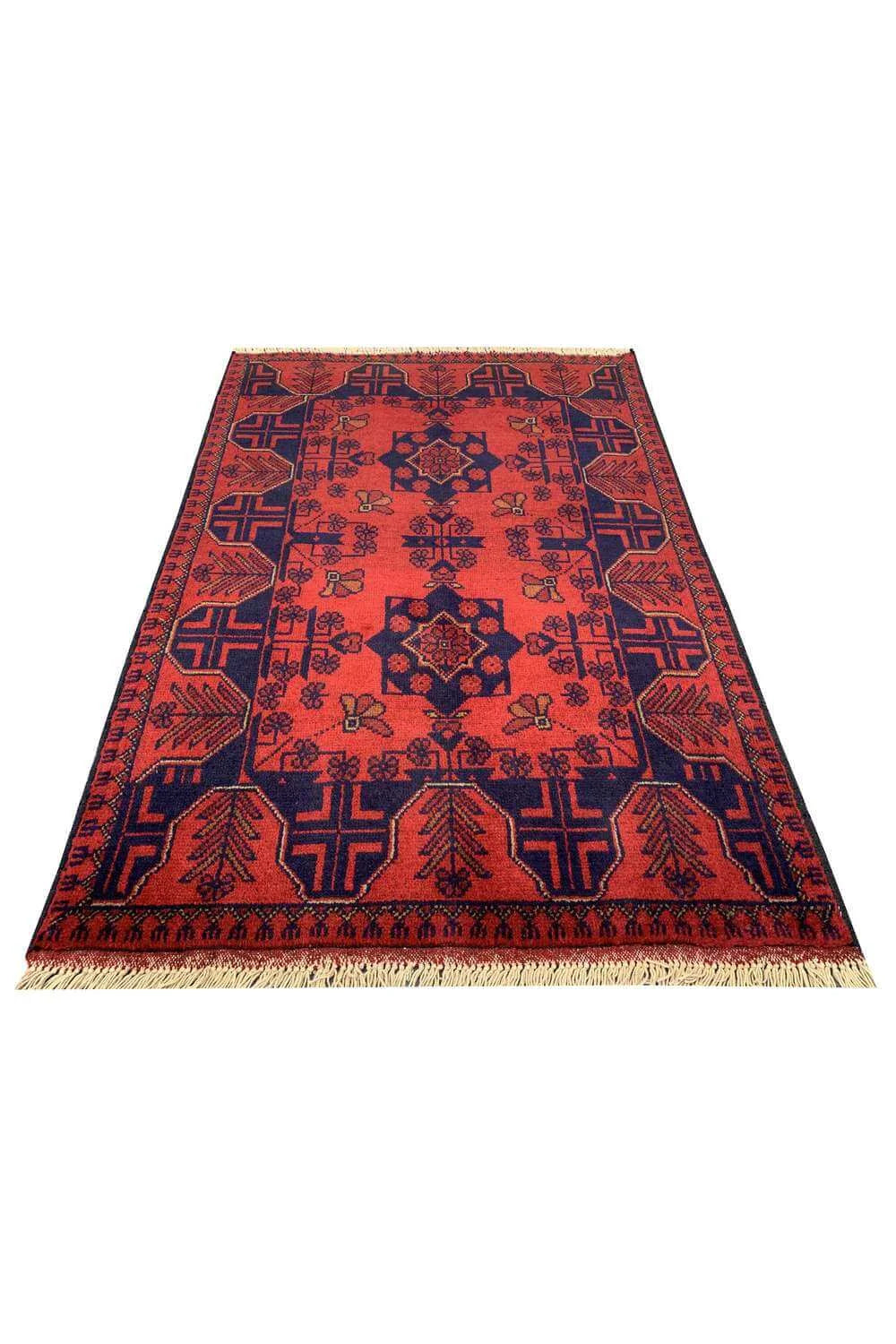 Fine Quality Hand Knotted Afghan Khal Muhammadi Wool Area Rug 3.11 x 2.8 Ft