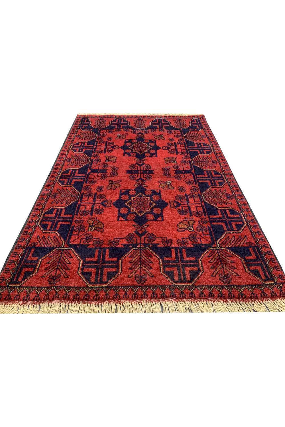 Fine Quality Hand Knotted Afghan Khal Muhammadi Wool Area Rug 3.11 x 2.8 Ft