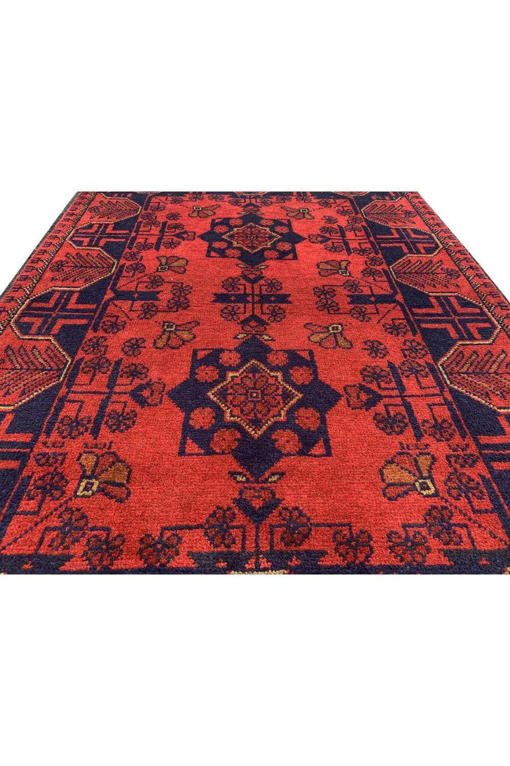 Fine Quality Hand Knotted Afghan Khal Muhammadi Wool Area Rug 3.11 x 2.8 Ft
