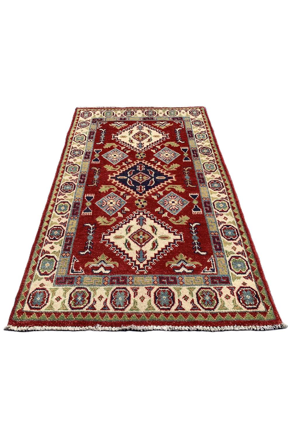 Amazing Hand Knotted Afghan Kazak Wool Area Rug 4.4 x 2.9 Ft
