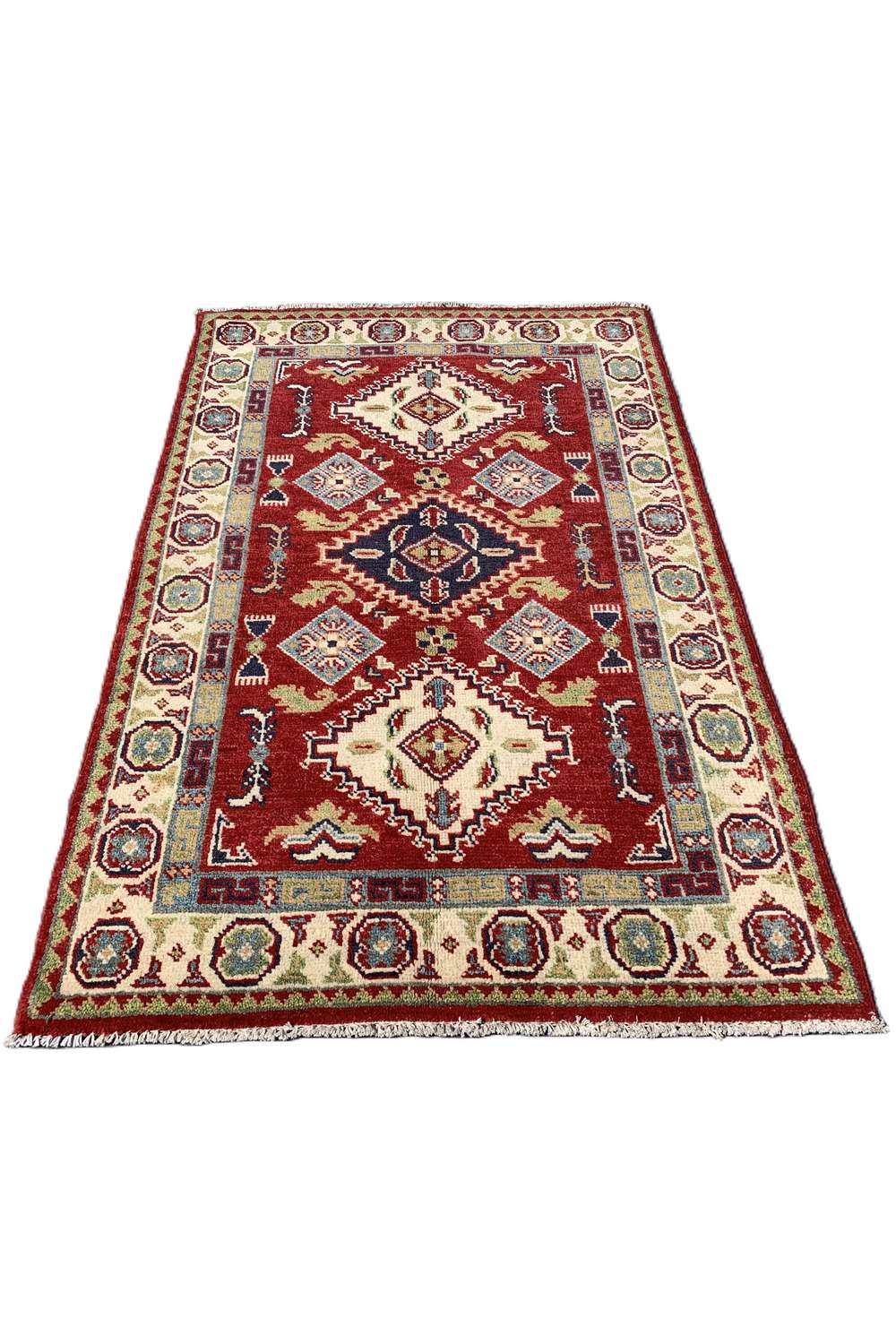 Amazing Hand Knotted Afghan Kazak Wool Area Rug 4.4 x 2.9 Ft
