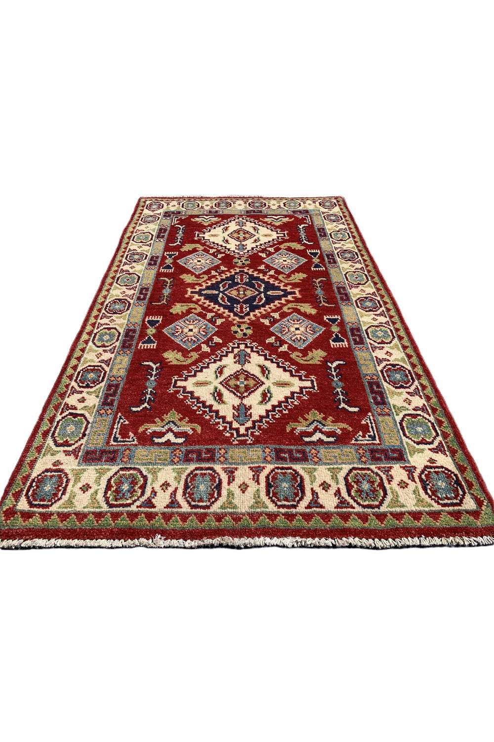 Amazing Hand Knotted Afghan Kazak Wool Area Rug 4.4 x 2.9 Ft