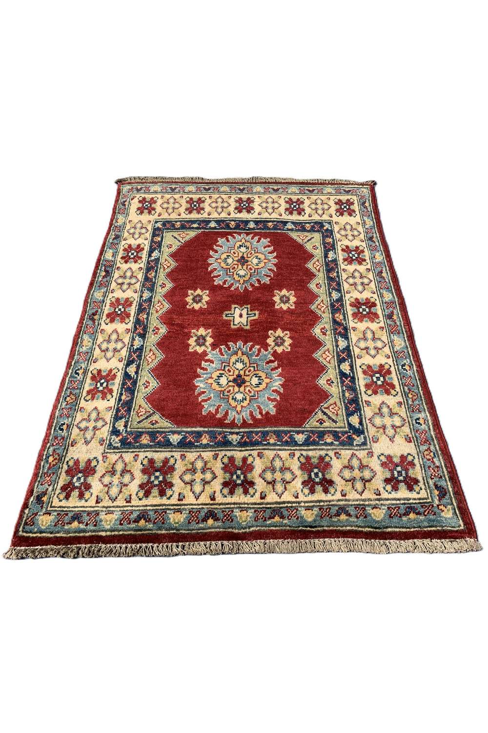 Amazing Hand Knotted Afghan Kazak Wool Area Rug 4.1 x 2.10 Ft