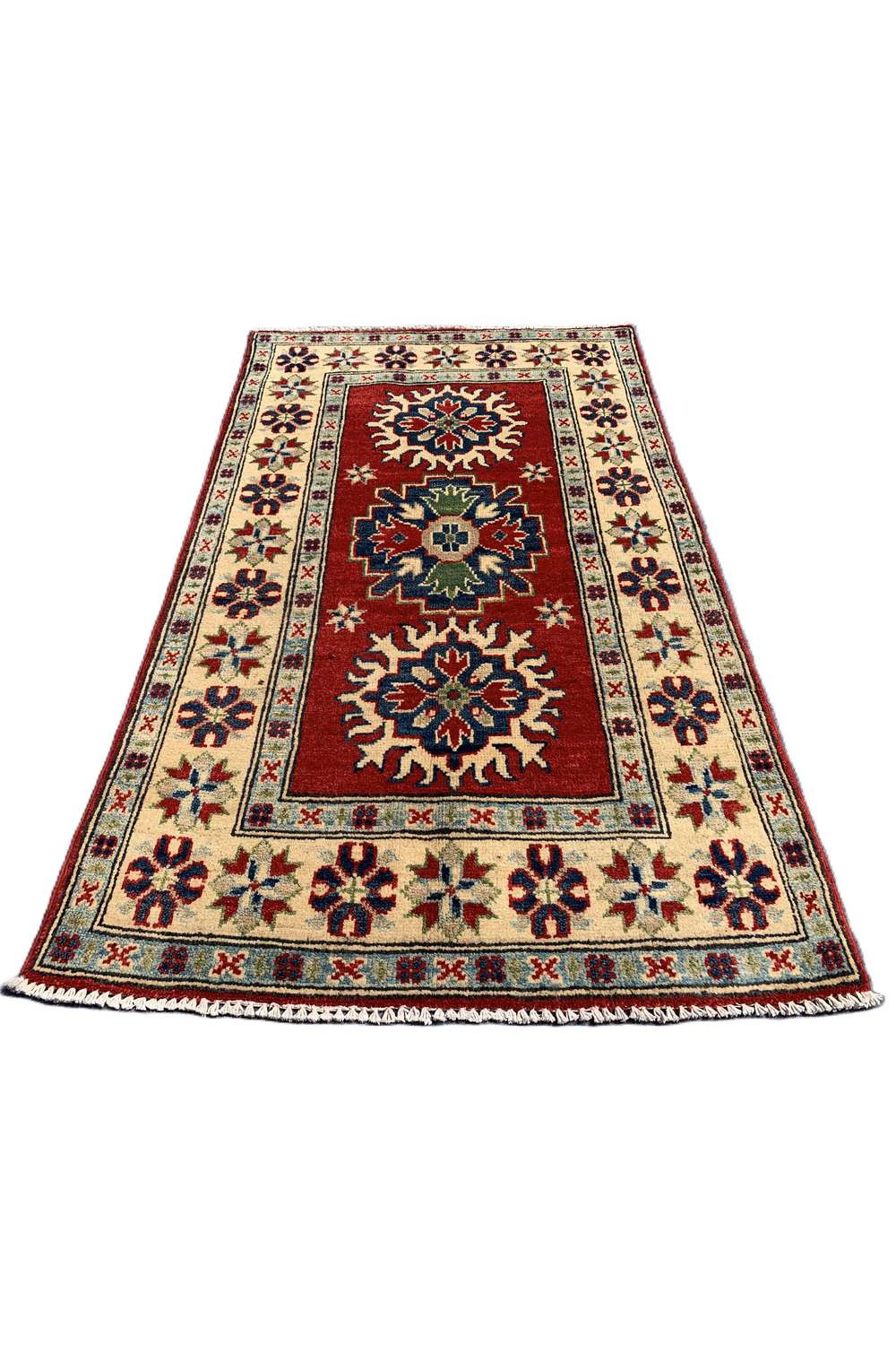 Amazing Hand Knotted Afghan Kazak Wool Area Rug 4.3 x 2.7 Ft