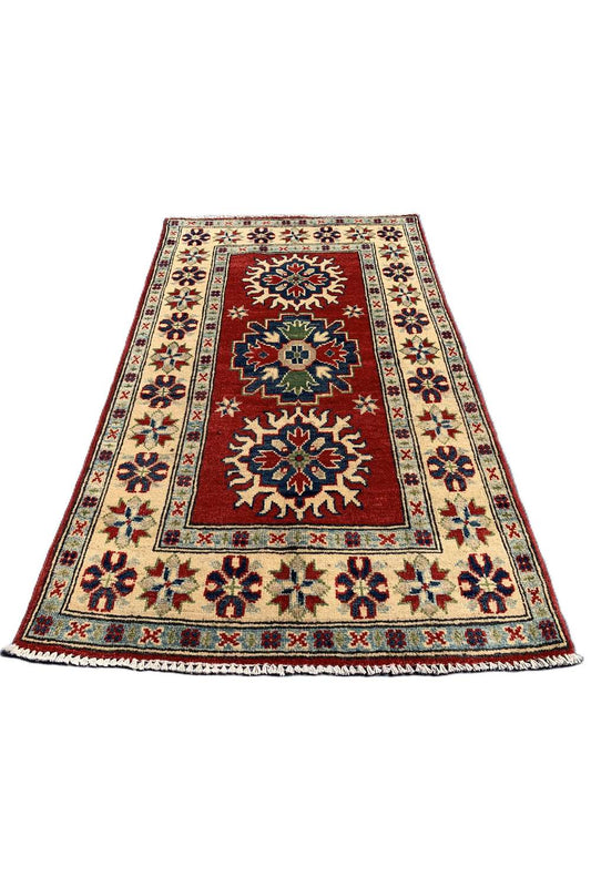 Amazing Hand Knotted Afghan Kazak Wool Area Rug 4.3 x 2.7 Ft
