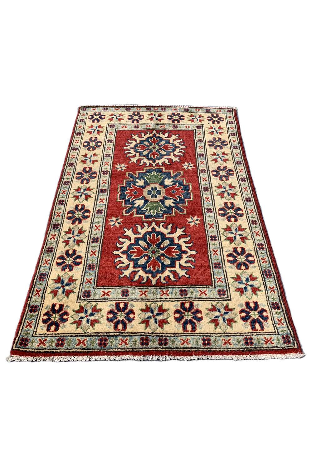 Amazing Hand Knotted Afghan Kazak Wool Area Rug 4.3 x 2.7 Ft