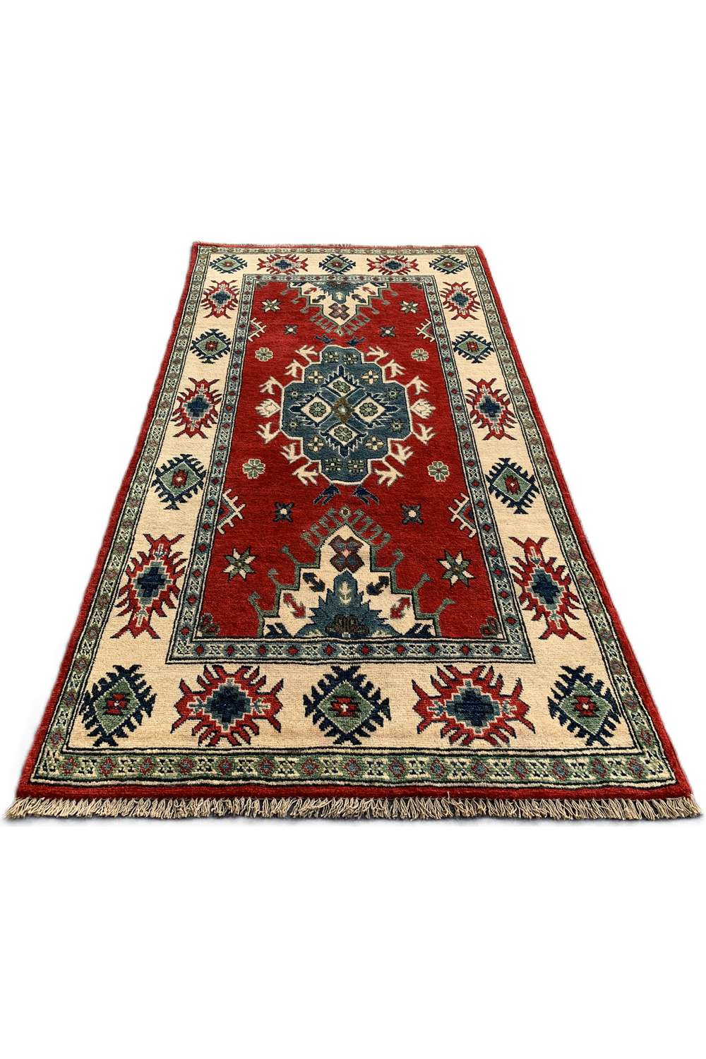 Amazing Hand Knotted Afghan Kazak Wool Area Rug 6.6 x 3.5 Ft
