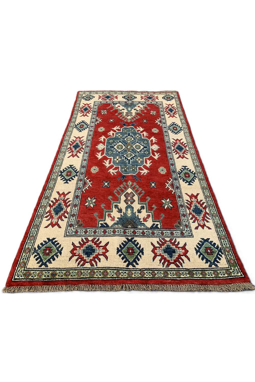 Amazing Hand Knotted Afghan Kazak Wool Area Rug 6.6 x 3.5 Ft