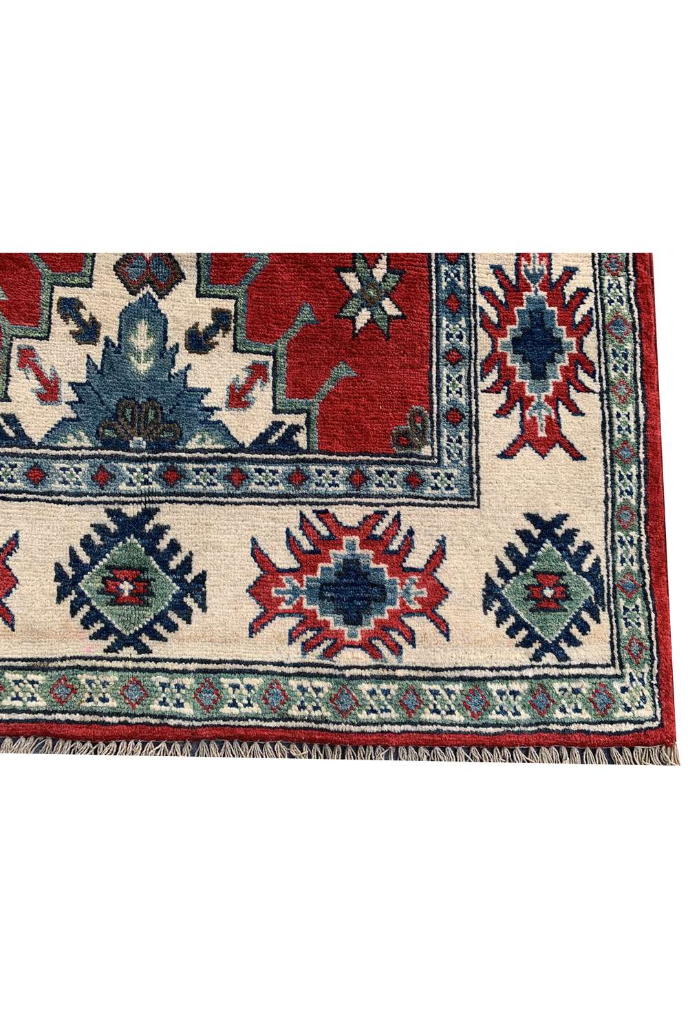 Amazing Hand Knotted Afghan Kazak Wool Area Rug 6.6 x 3.5 Ft