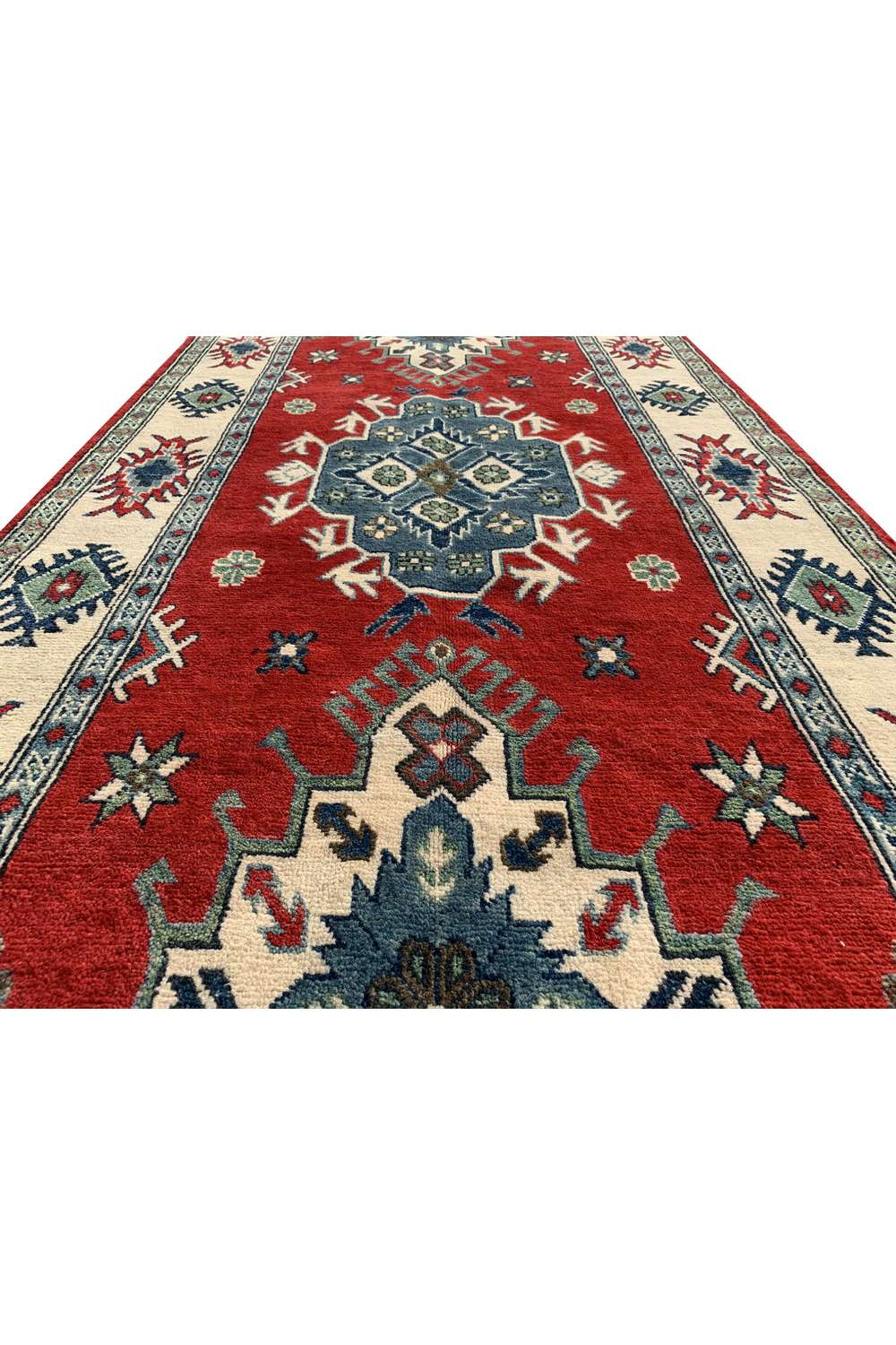 Amazing Hand Knotted Afghan Kazak Wool Area Rug 6.6 x 3.5 Ft