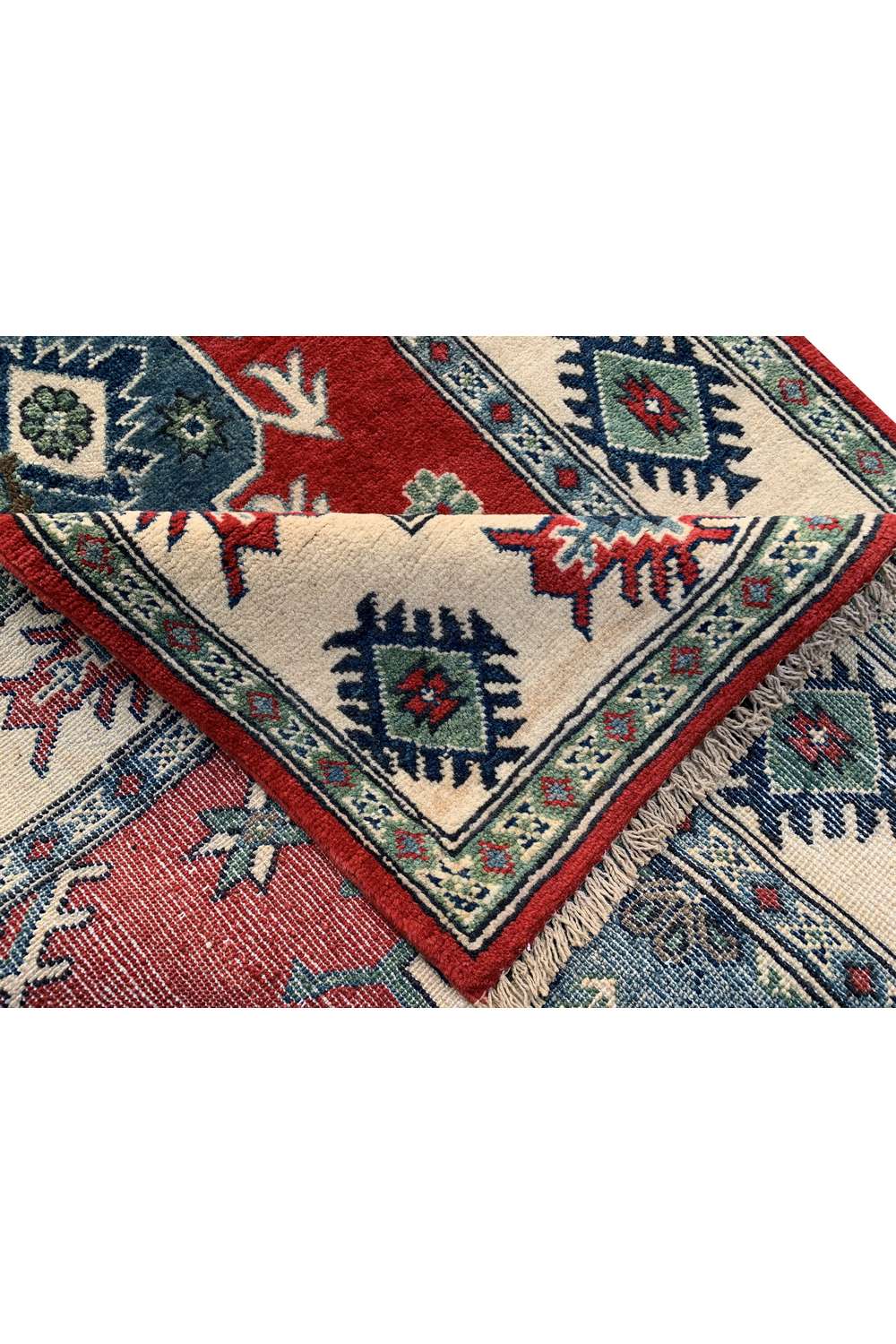Amazing Hand Knotted Afghan Kazak Wool Area Rug 6.6 x 3.5 Ft