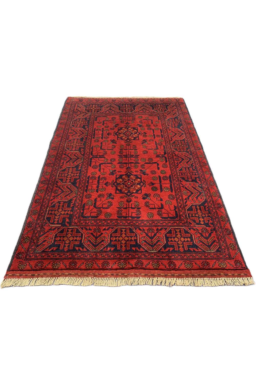 Amazing Hand Knotted Afghan Khal Muhammadi Wool Area Rug 4.10 x 3.5 Ft