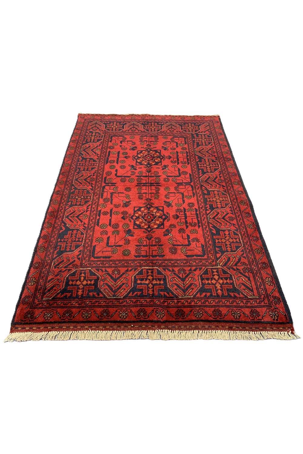Amazing Hand Knotted Afghan Khal Muhammadi Wool Area Rug 4.10 x 3.5 Ft