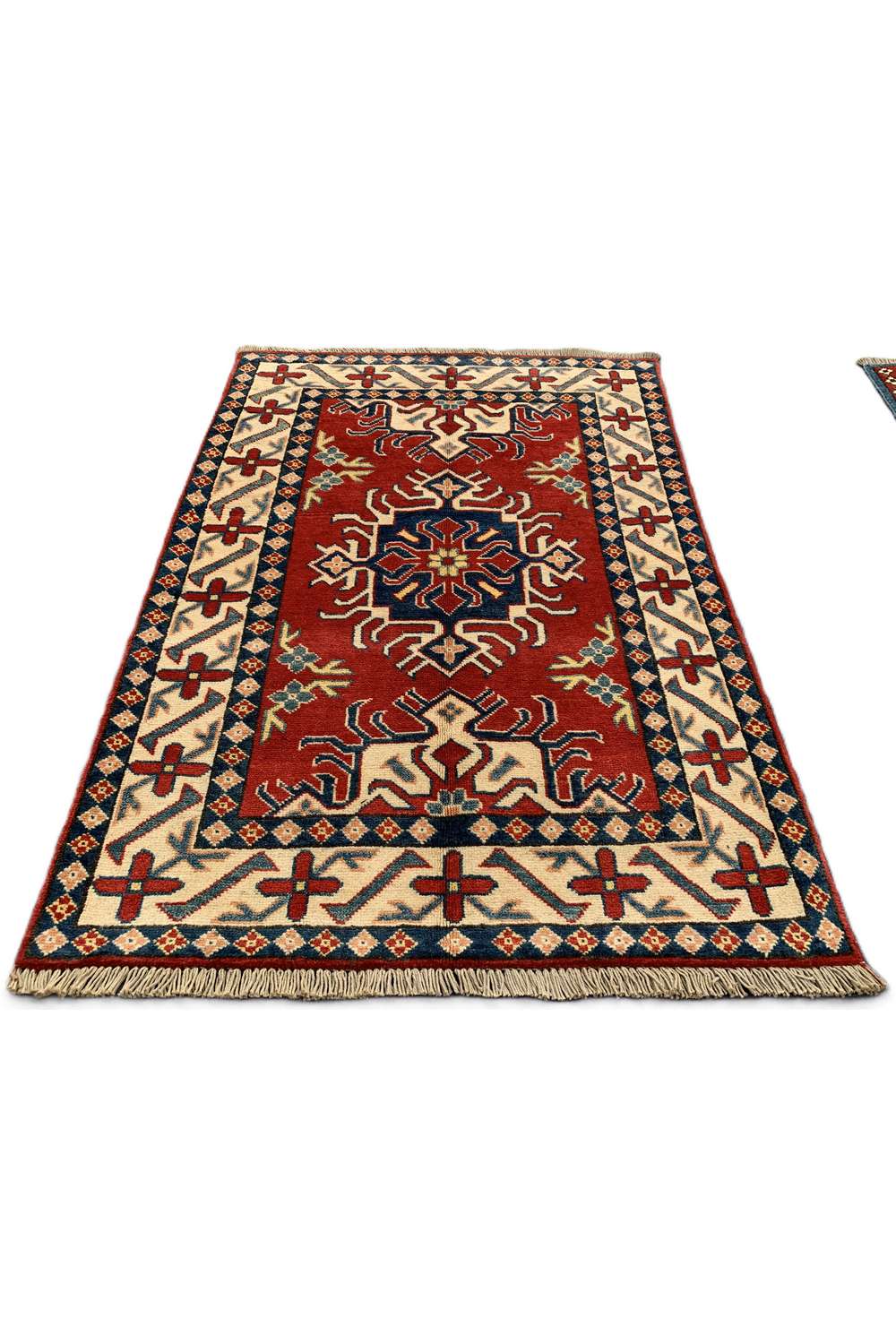 Amazing Hand Knotted Afghan Kazak Wool Area Rug 4.9 x 3.4 Ft