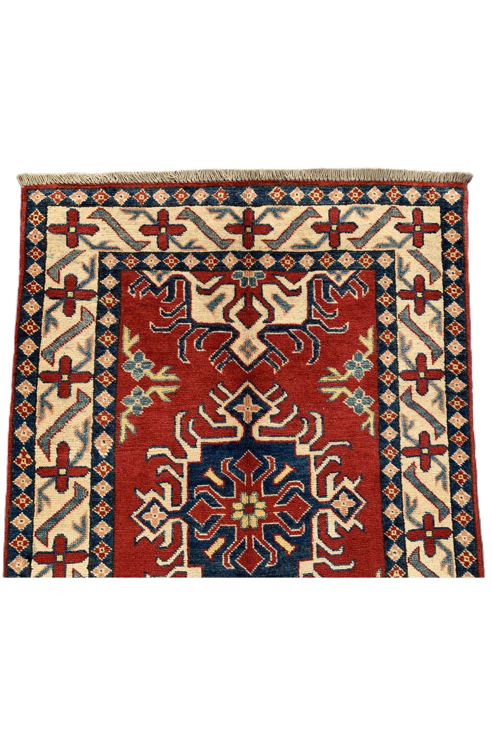 Amazing Hand Knotted Afghan Kazak Wool Area Rug 4.9 x 3.4 Ft