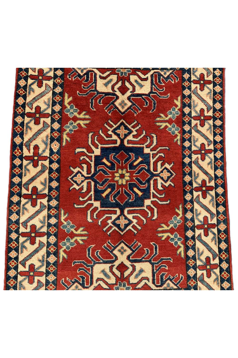 Amazing Hand Knotted Afghan Kazak Wool Area Rug 4.9 x 3.4 Ft