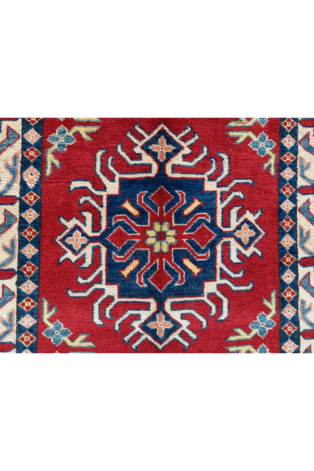 Amazing Hand Knotted Afghan Kazak Wool Area Rug 4.9 x 3.4 Ft