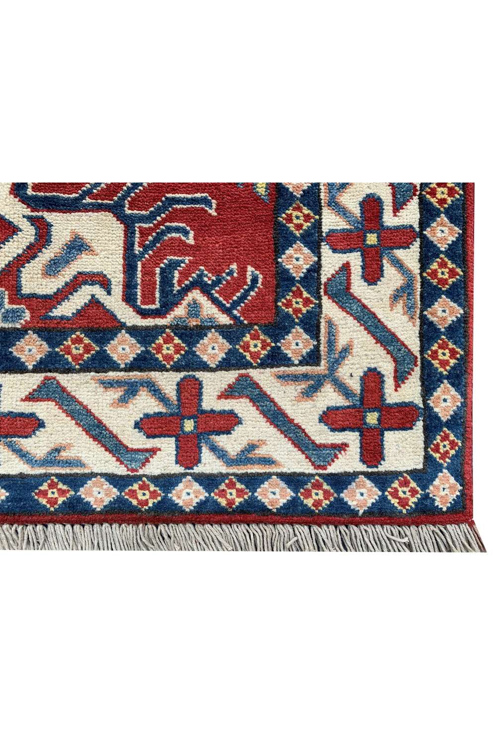 Amazing Hand Knotted Afghan Kazak Wool Area Rug 4.9 x 3.4 Ft