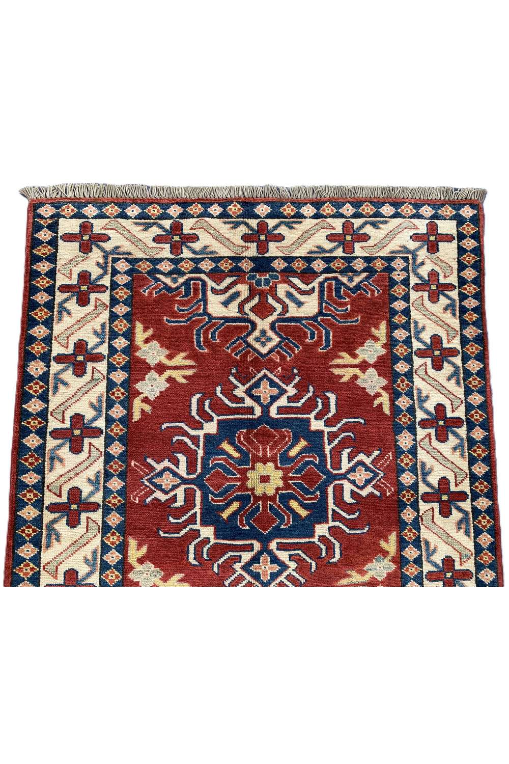 Amazing Hand Knotted Afghan Kazak Wool Area Rug 4.4 x 3.6 Ft