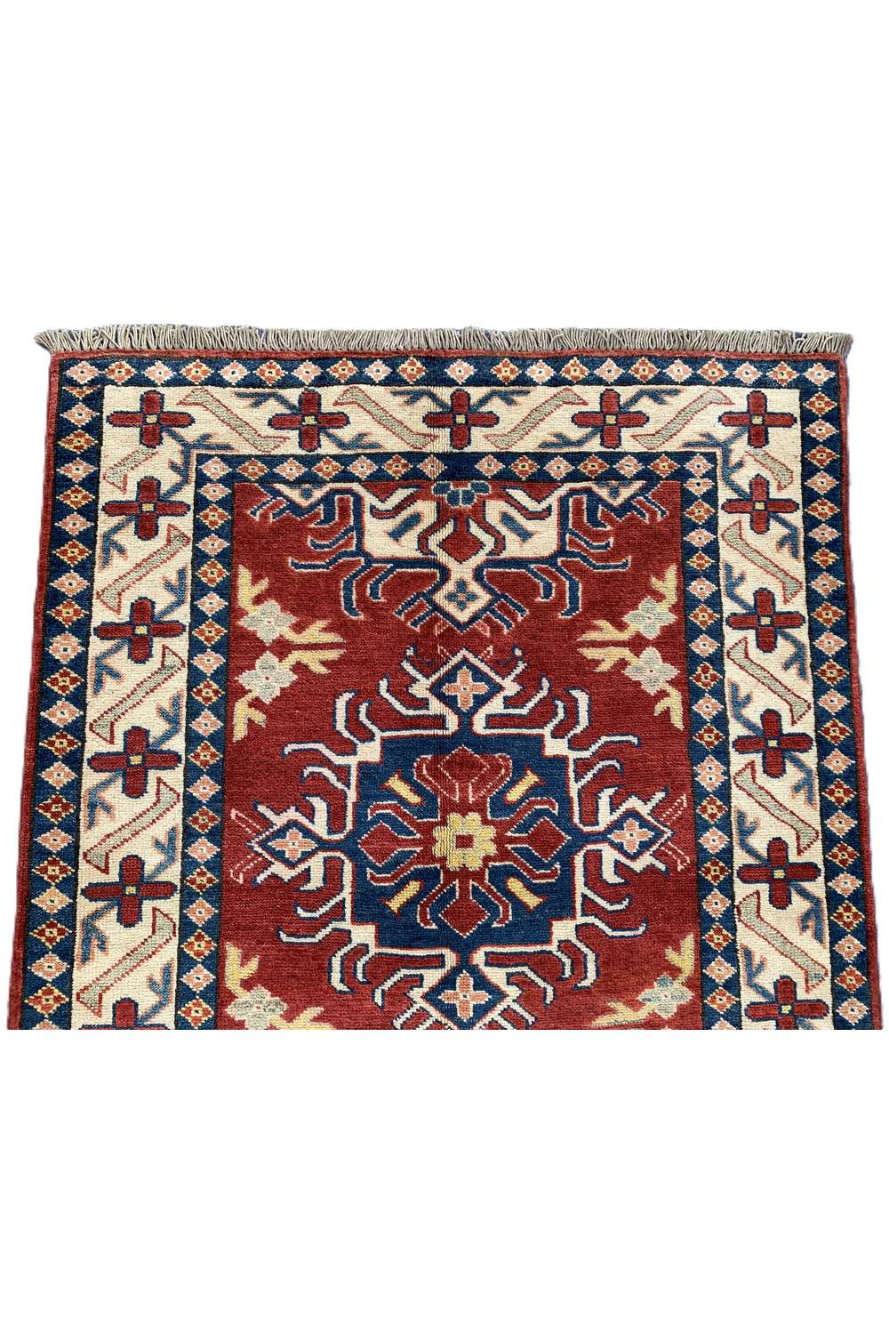 Amazing Hand Knotted Afghan Kazak Wool Area Rug 4.4 x 3.6 Ft