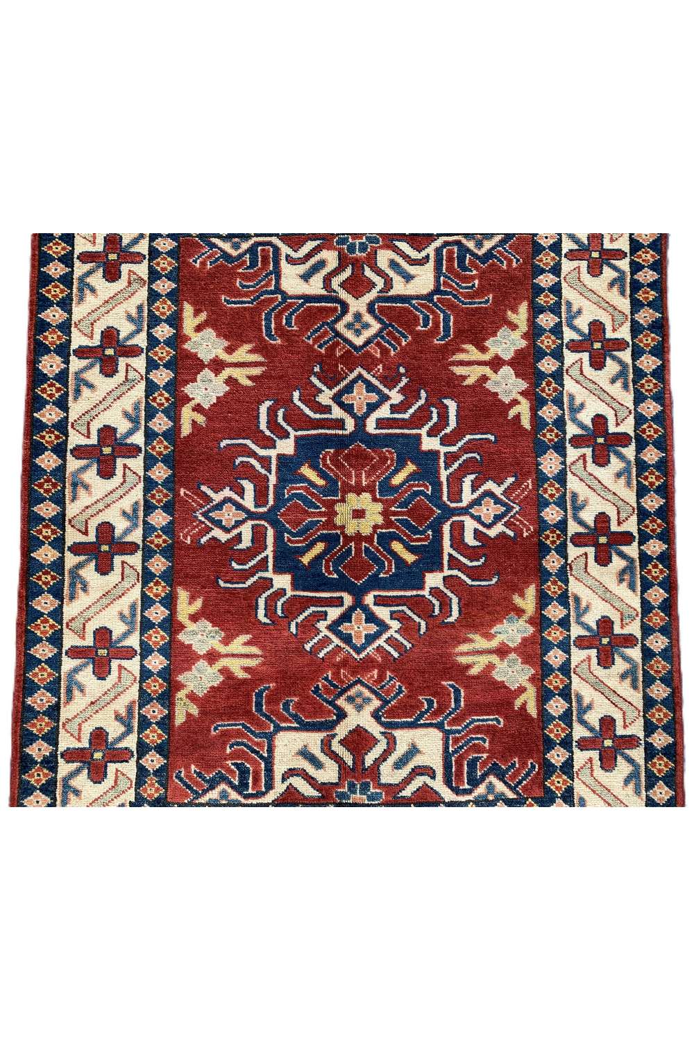 Amazing Hand Knotted Afghan Kazak Wool Area Rug 4.4 x 3.6 Ft