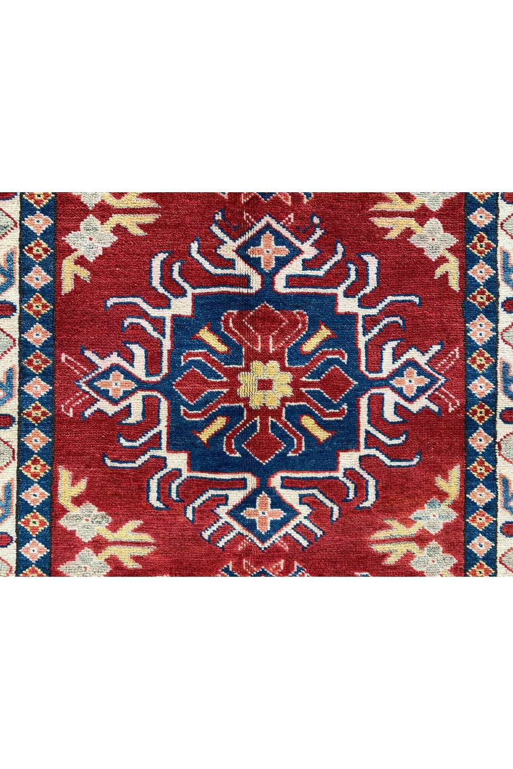 Amazing Hand Knotted Afghan Kazak Wool Area Rug 4.4 x 3.6 Ft