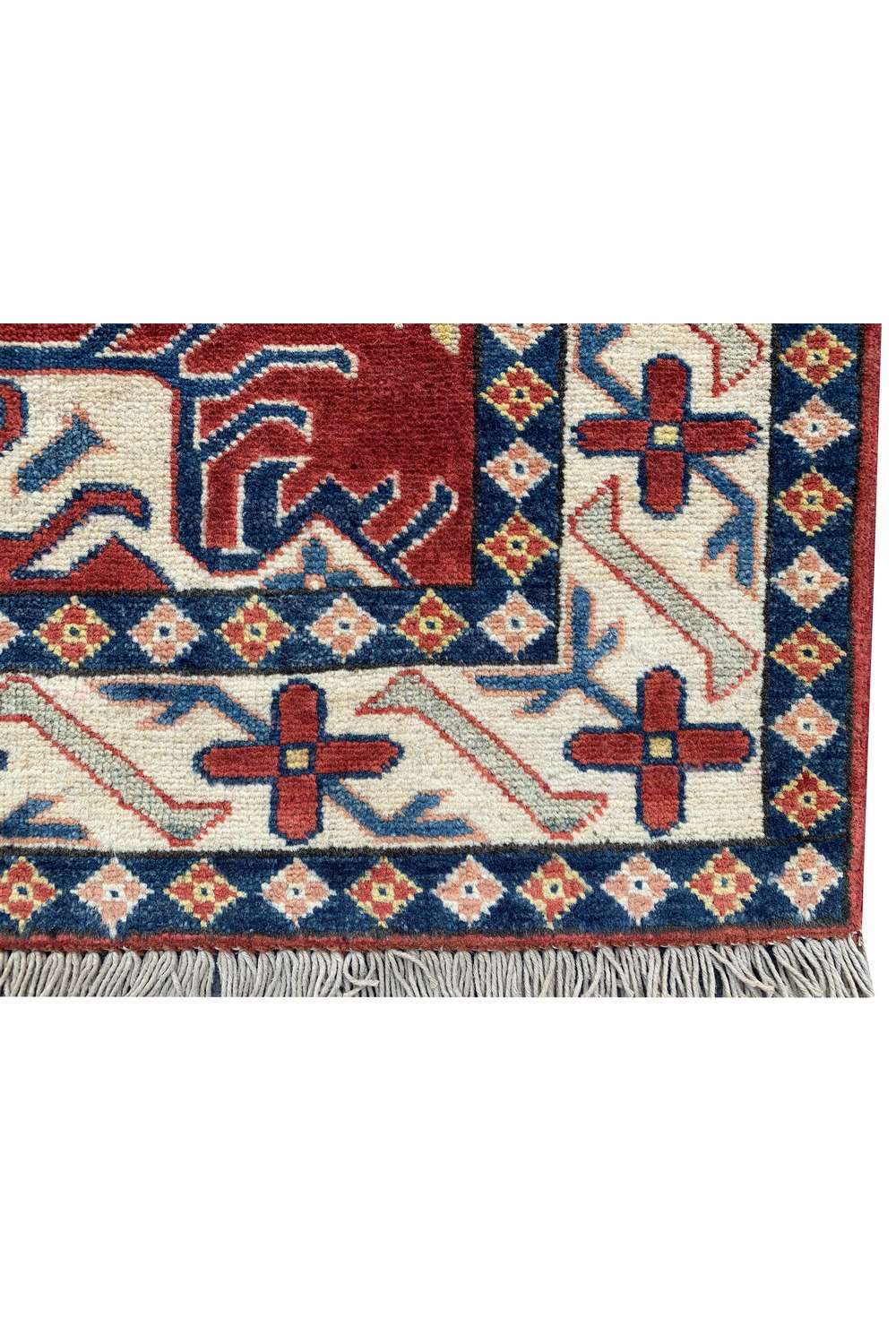 Amazing Hand Knotted Afghan Kazak Wool Area Rug 4.4 x 3.6 Ft