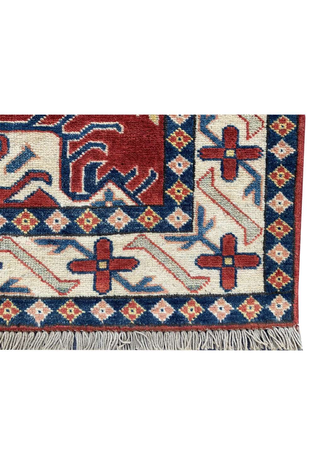 Amazing Hand Knotted Afghan Kazak Wool Area Rug 4.4 x 3.6 Ft