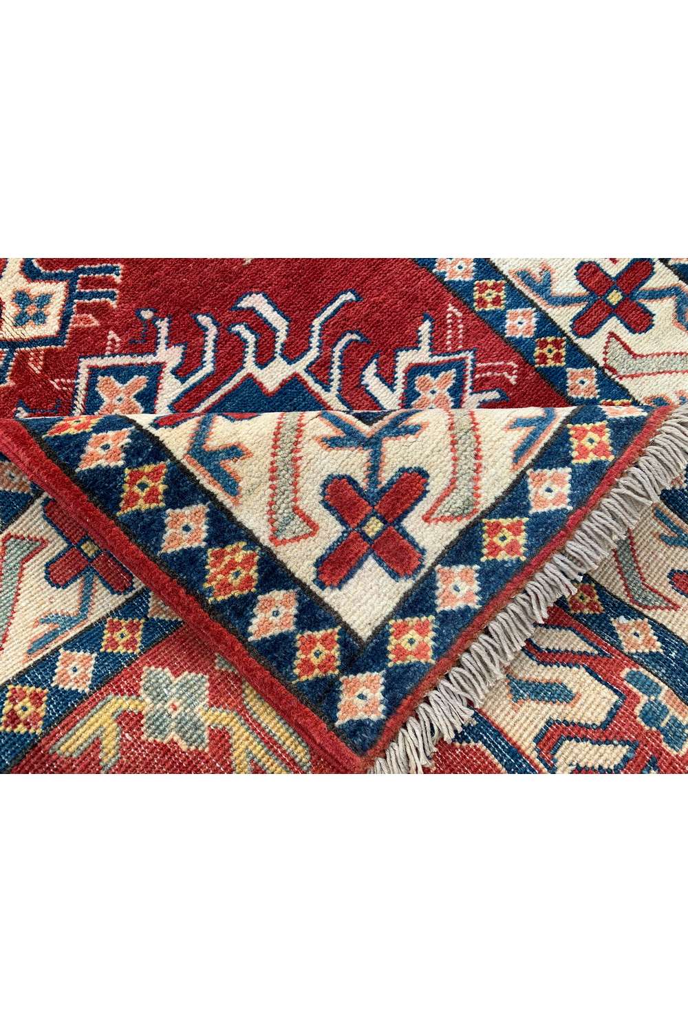 Amazing Hand Knotted Afghan Kazak Wool Area Rug 4.4 x 3.6 Ft