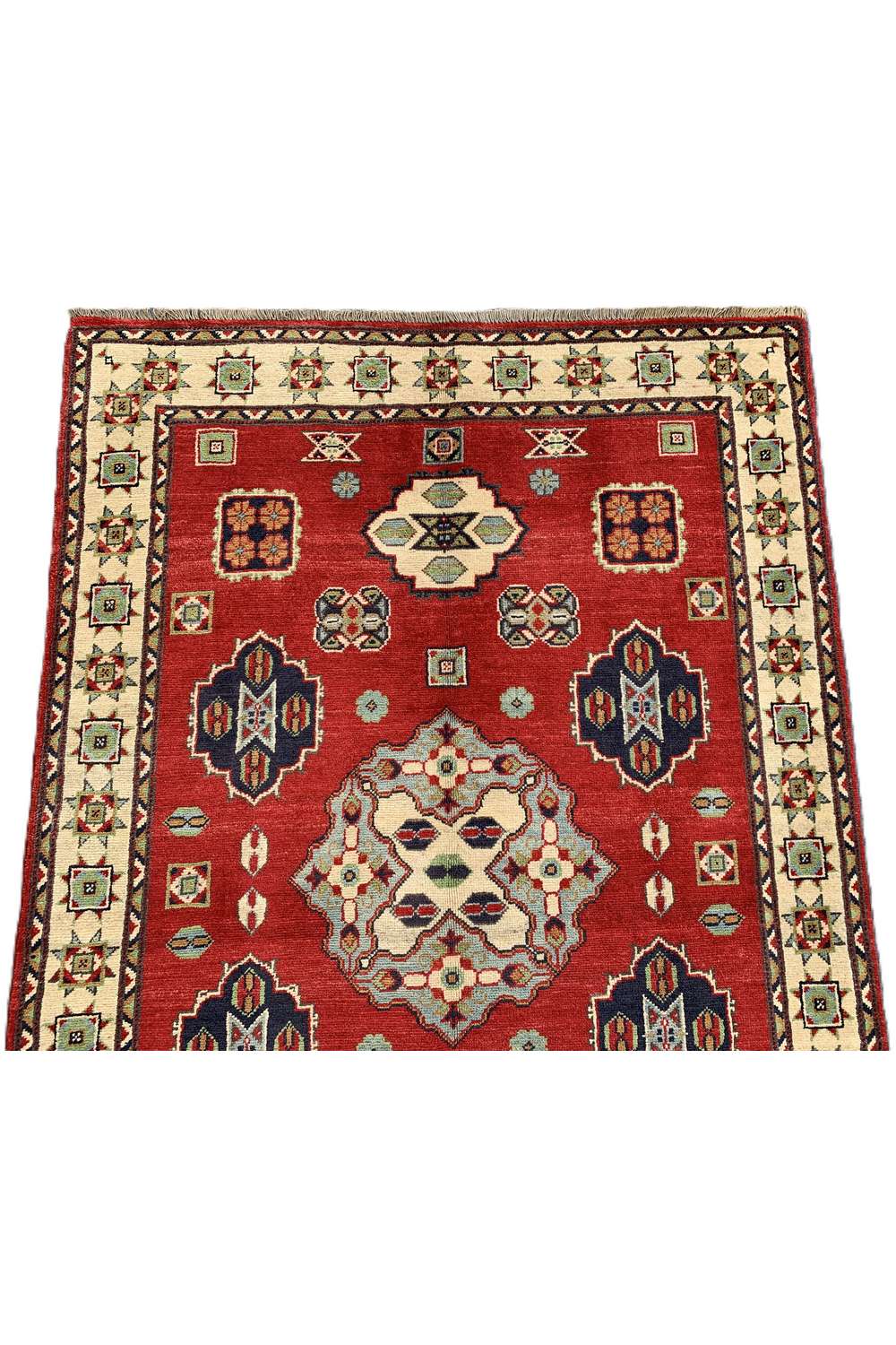 Amazing Hand Knotted Afghan Kazak Wool Area Rug 5.11 x 4.1 Ft