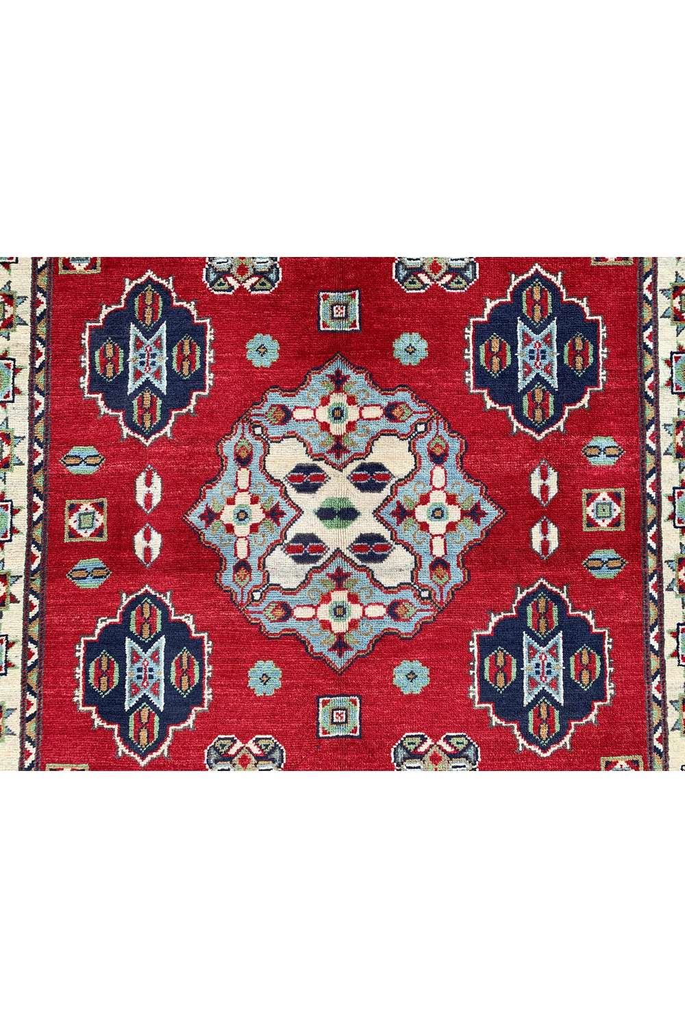Amazing Hand Knotted Afghan Kazak Wool Area Rug 5.11 x 4.1 Ft