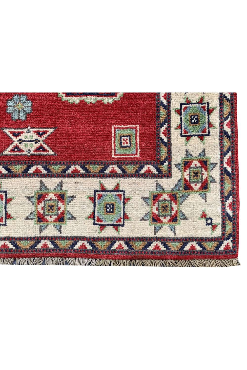 Amazing Hand Knotted Afghan Kazak Wool Area Rug 5.11 x 4.1 Ft