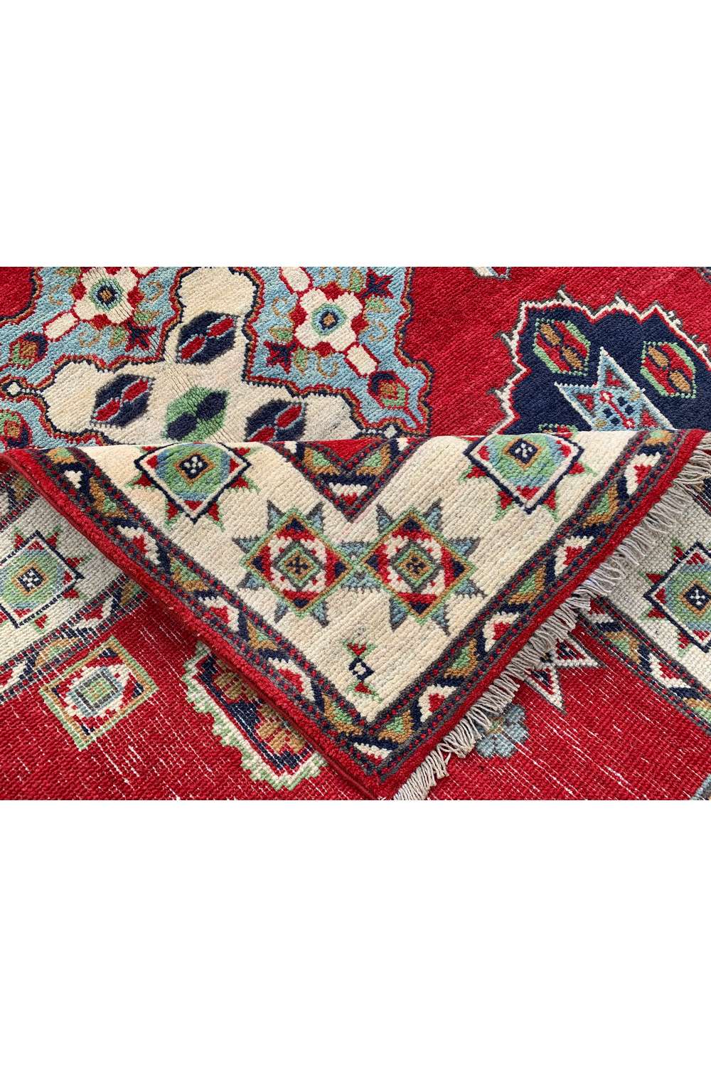 Amazing Hand Knotted Afghan Kazak Wool Area Rug 5.11 x 4.1 Ft