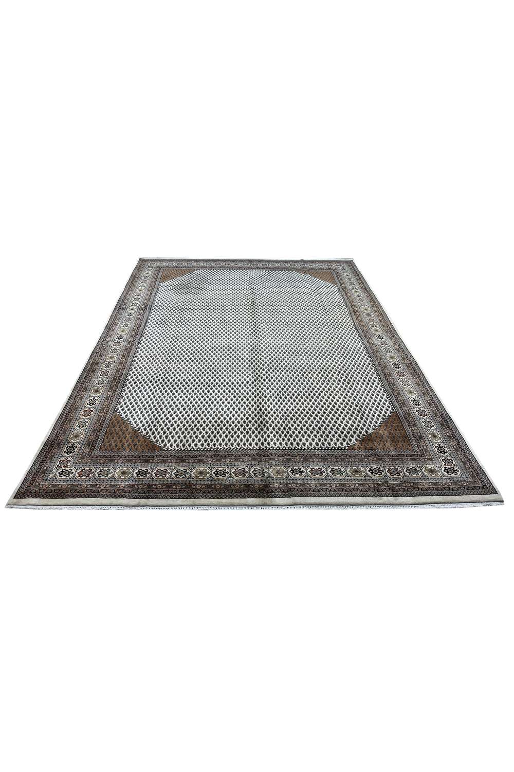 Amazing Hand Knotted Vintage Badam Gul Wool Area Rug 11.2 x 8.0 Ft
