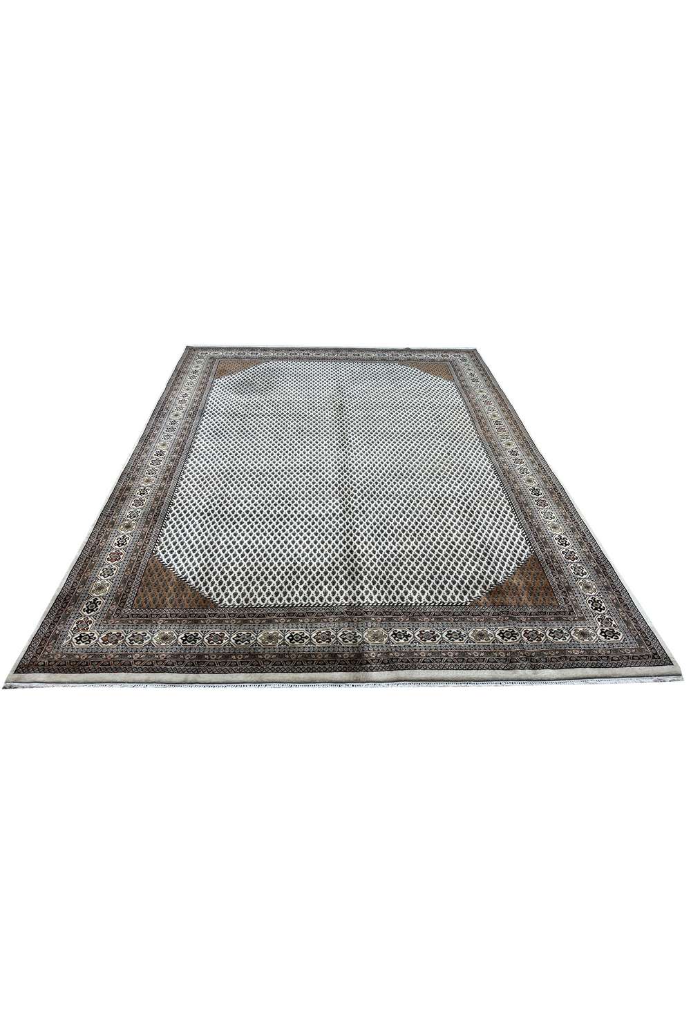 Amazing Hand Knotted Vintage Badam Gul Wool Area Rug 11.2 x 8.0 Ft