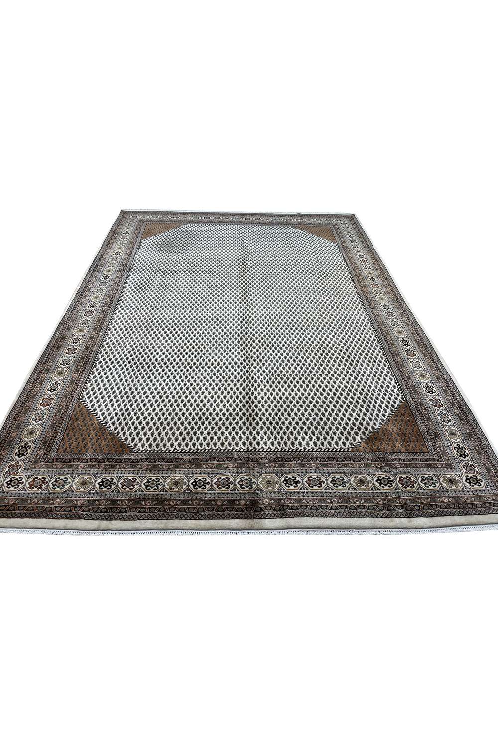 Amazing Hand Knotted Vintage Badam Gul Wool Area Rug 11.2 x 8.0 Ft