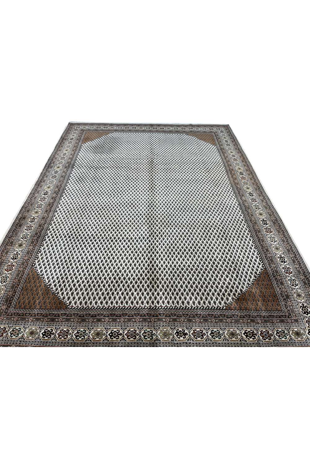 Amazing Hand Knotted Vintage Badam Gul Wool Area Rug 11.2 x 8.0 Ft