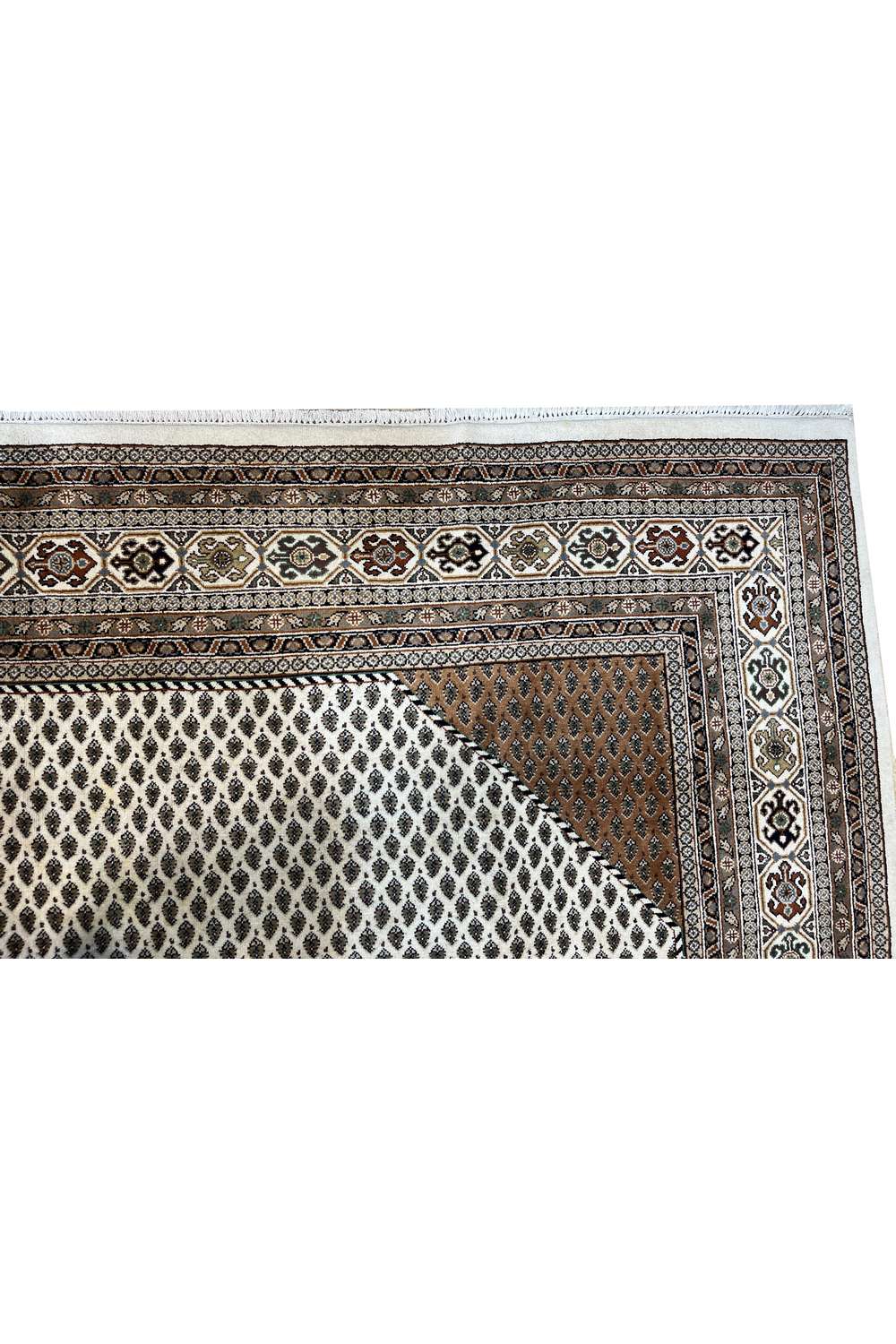 Amazing Hand Knotted Vintage Badam Gul Wool Area Rug 11.2 x 8.0 Ft