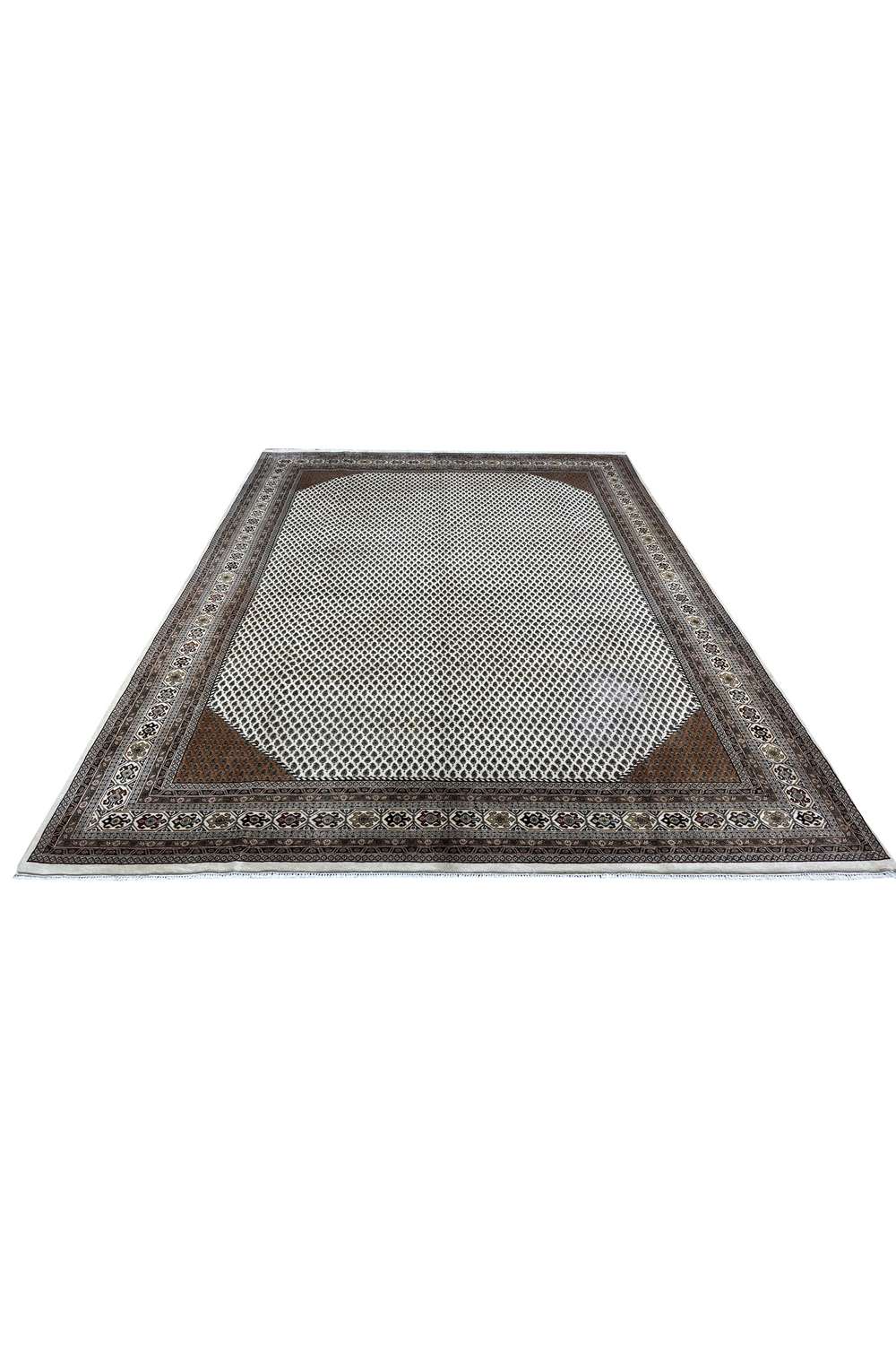 Amazing Hand Knotted Vintage Badam Gul Wool Area Rug 11.2 x 8.0 Ft