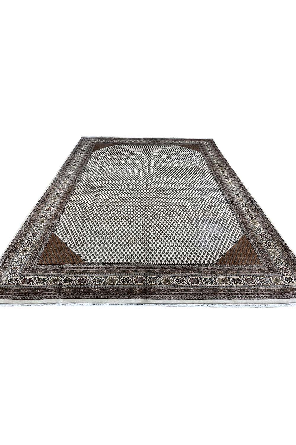 Amazing Hand Knotted Vintage Badam Gul Wool Area Rug 11.2 x 8.0 Ft