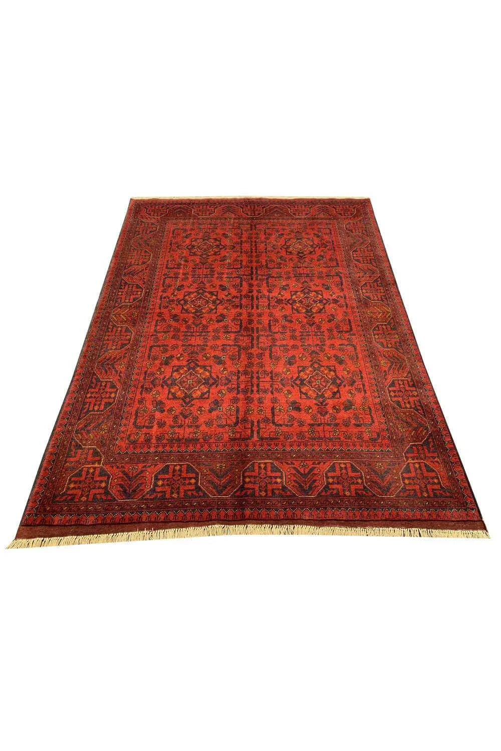 Fine Quality Hand Knotted Afghan Khal Muhammadi Wool Area Rug 6.7 x 4.11 Ft